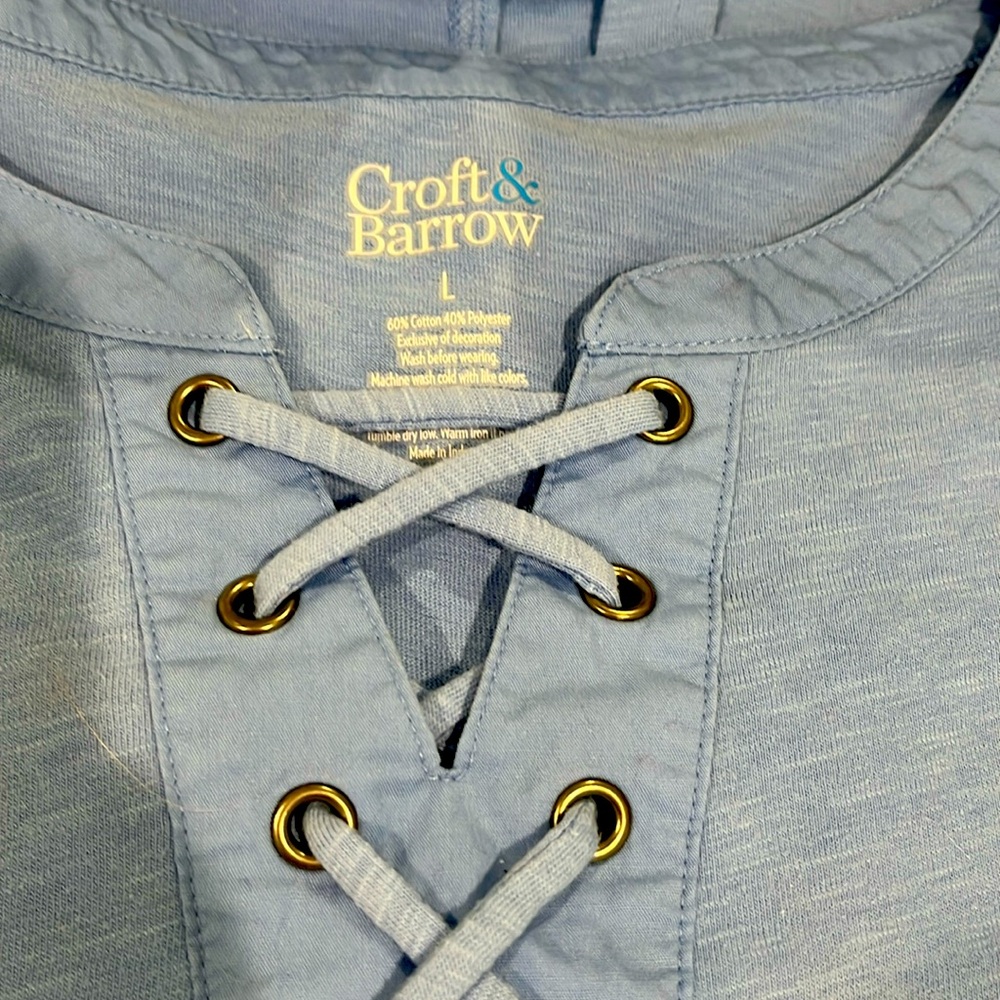 Light blue Ladies 3/4 sleeve casual top by Kohl’s brand Croft & Barrow